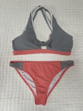 Southern Tide Bikini Set Navy Stripe Coral – Top M Bottom S